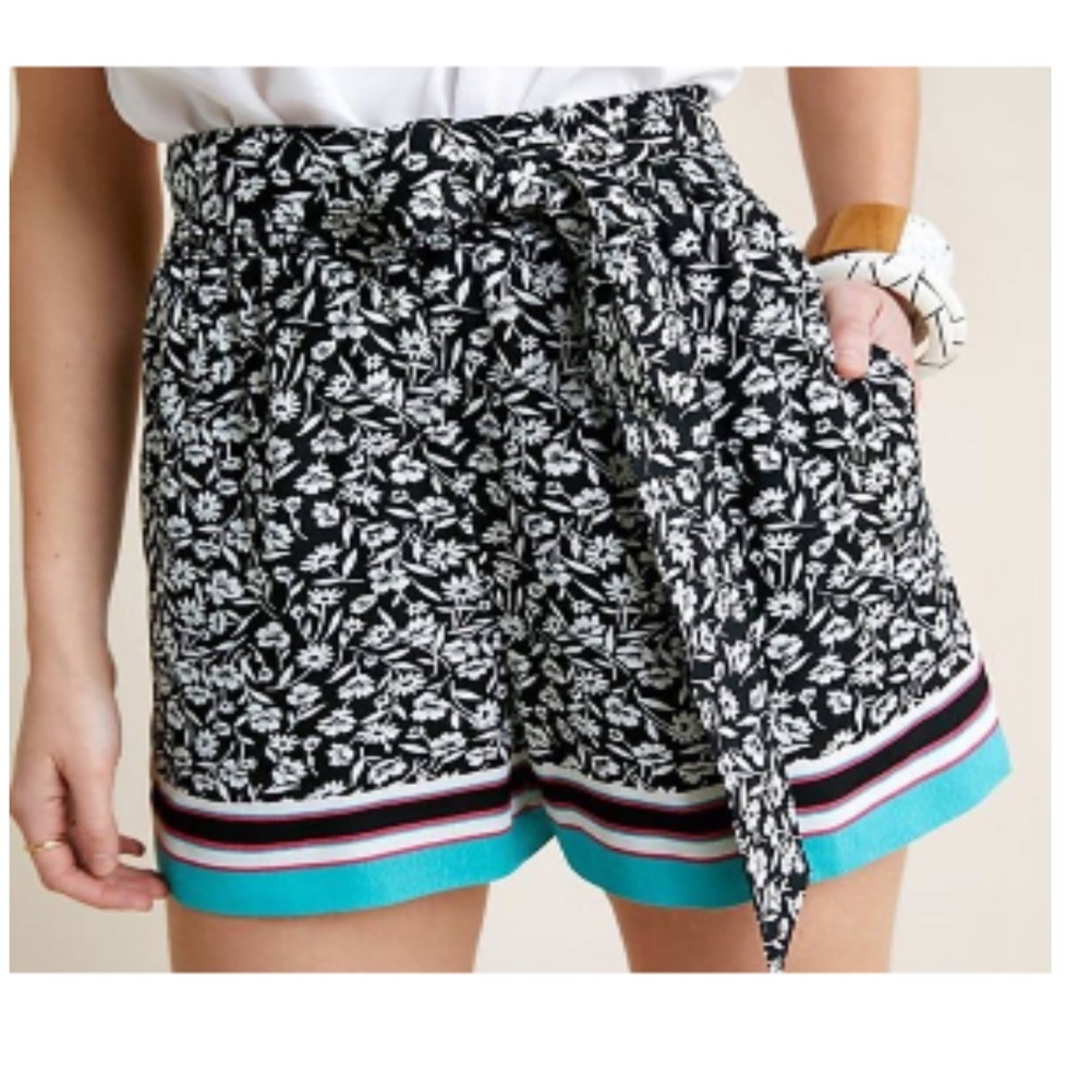 Anthropologie Maeve florals scarf shorts